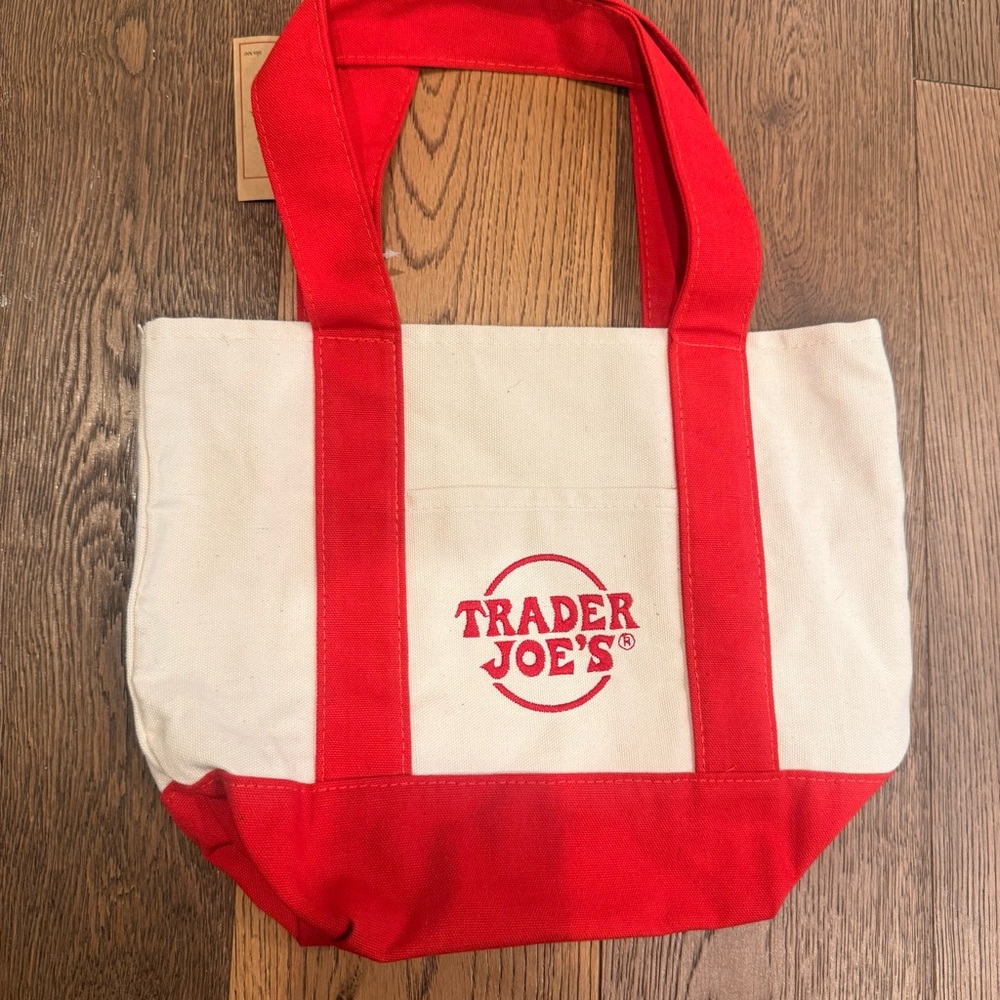 Trader Joe's Red and White Mini Tote Bag